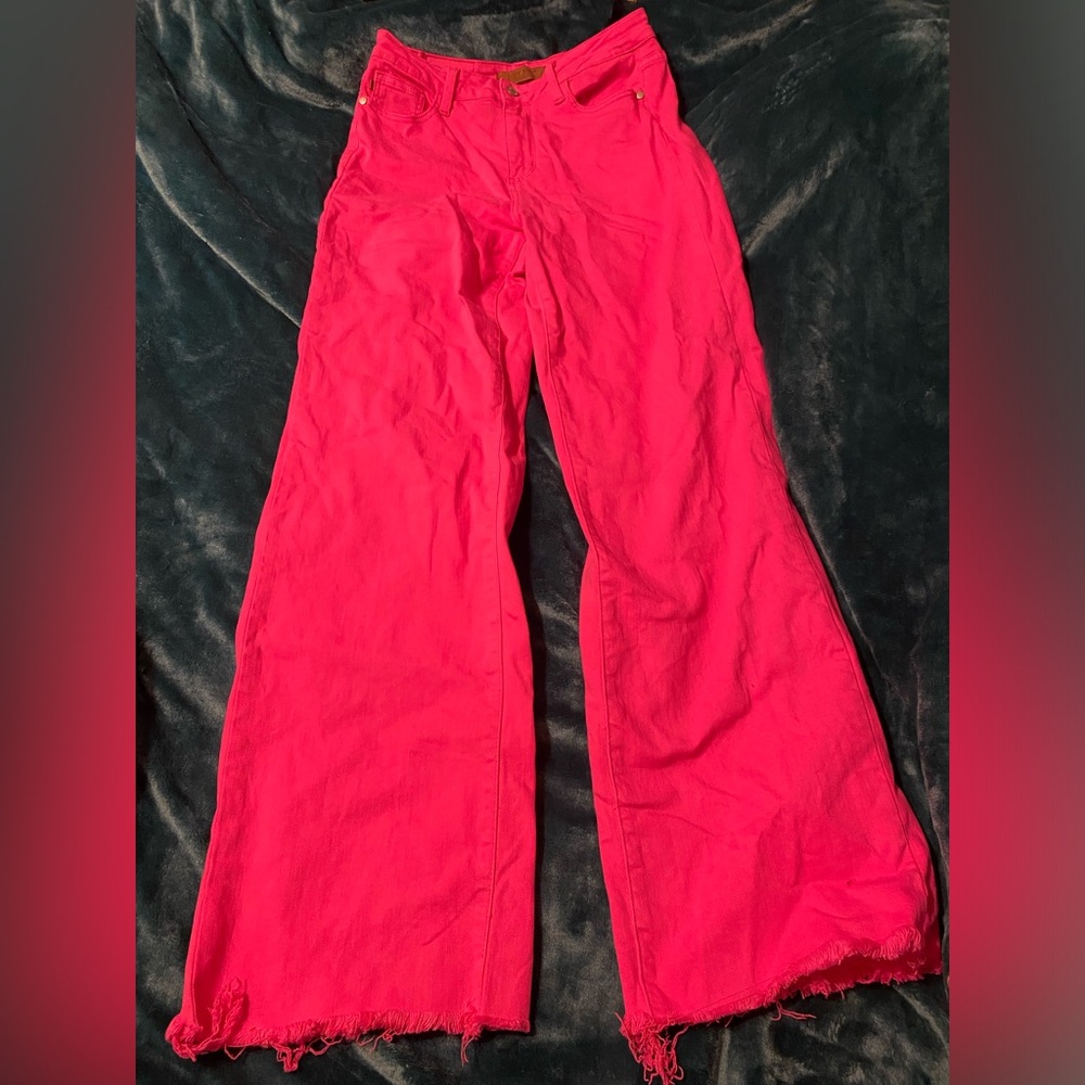 NWOT Judy Blue High Waist 90s Straight Leg Jeans Size 7/28 Hot Pink Barbie